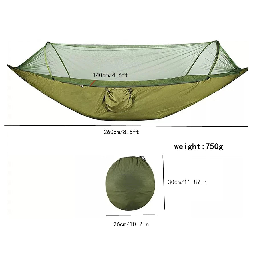 2 Person Camping Garden Hammock With Mosquito Net Outdoor Furniture Bed Strength Parachute Fabric Sleep Swing Portable Hanging